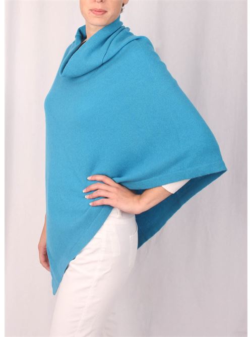 Poncho mantella da donna artigianale in lana azzurra Art Tricot | 2016115AZZURRO